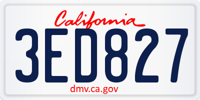 CA license plate 3ED827