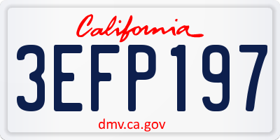 CA license plate 3EFP197