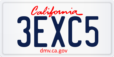 CA license plate 3EXC5