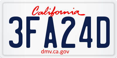 CA license plate 3FA24D