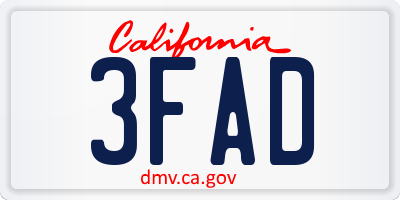 CA license plate 3FAD