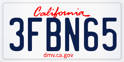 CA license plate 3FBN65