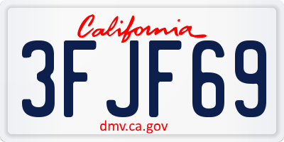 CA license plate 3FJF69