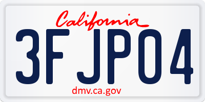 CA license plate 3FJP04