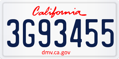 CA license plate 3G93455