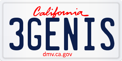 CA license plate 3GENIS