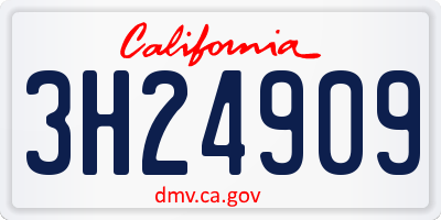 CA license plate 3H24909