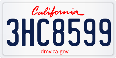 CA license plate 3HC8599