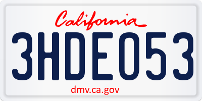 CA license plate 3HDEO53