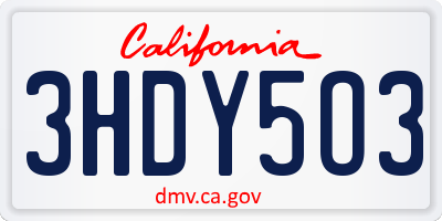 CA license plate 3HDY5O3