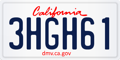 CA license plate 3HGH61