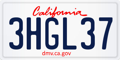 CA license plate 3HGL37