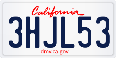 CA license plate 3HJL53