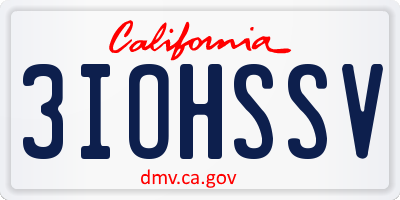 CA license plate 3IOHSSV