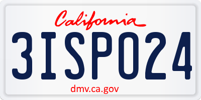 CA license plate 3ISPO24