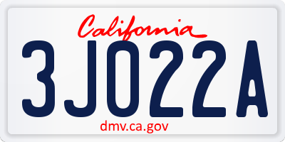 CA license plate 3J022A