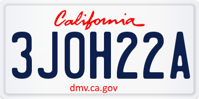 CA license plate 3J0H22A