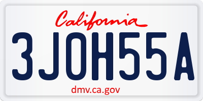 CA license plate 3J0H55A