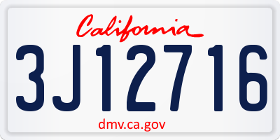 CA license plate 3J12716