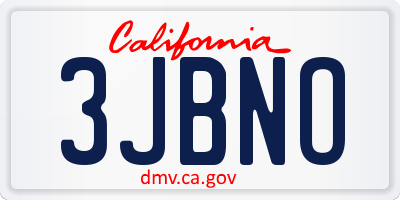 CA license plate 3JBNO