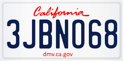 CA license plate 3JBNO68