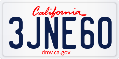 CA license plate 3JNE60