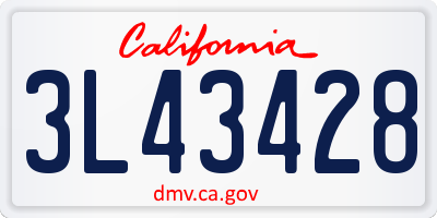 CA license plate 3L43428