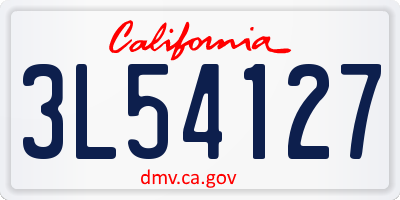 CA license plate 3L54127