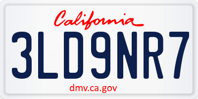 CA license plate 3LD9NR7