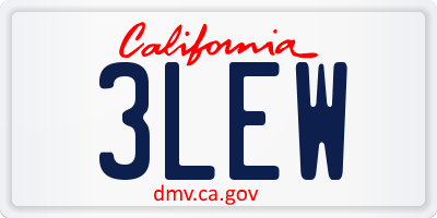 CA license plate 3LEW