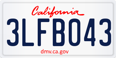 CA license plate 3LFB043
