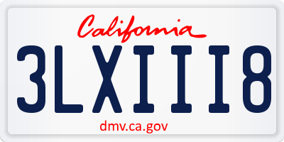 CA license plate 3LXIII8