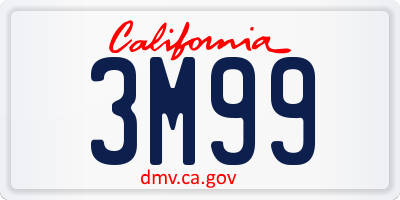 CA license plate 3M99