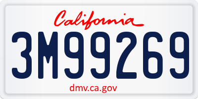 CA license plate 3M99269