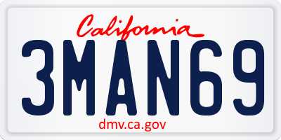 CA license plate 3MAN69