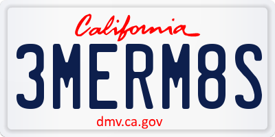 CA license plate 3MERM8S