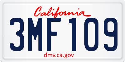 CA license plate 3MF109