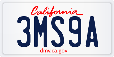 CA license plate 3MS9A