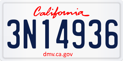 CA license plate 3N14936