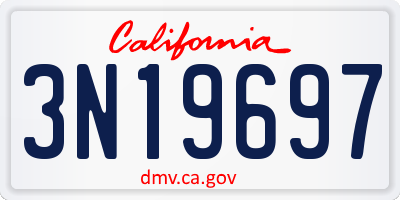 CA license plate 3N19697