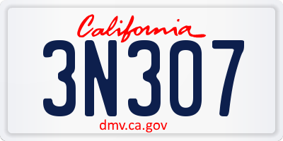 CA license plate 3N307