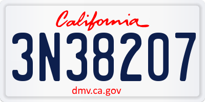 CA license plate 3N38207