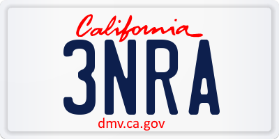 CA license plate 3NRA