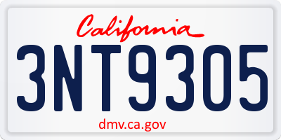 CA license plate 3NT9305