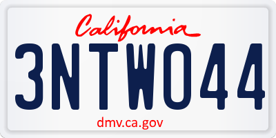 CA license plate 3NTWO44