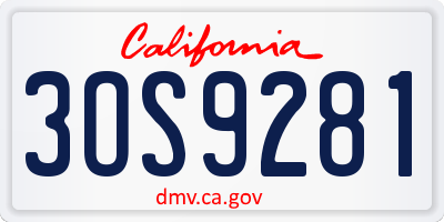 CA license plate 3OS9281