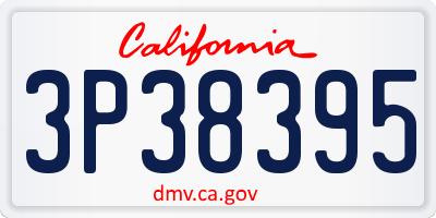 CA license plate 3P38395