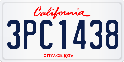 CA license plate 3PC1438