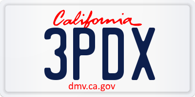 CA license plate 3PDX