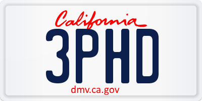 CA license plate 3PHD